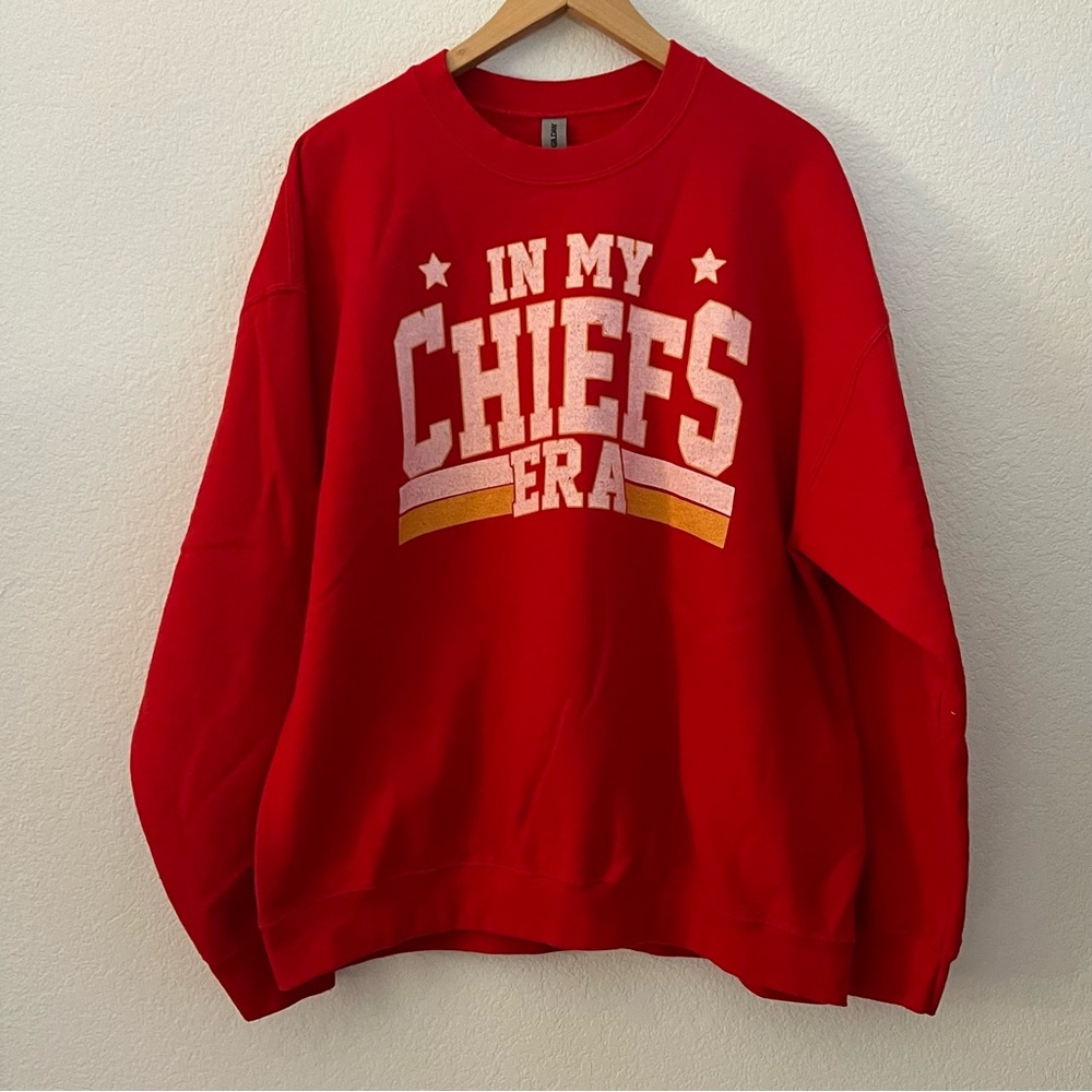 In My Chiefs Era Kelce 87 Kansas City Chiefs Red Sweater - Picture 1 of 6